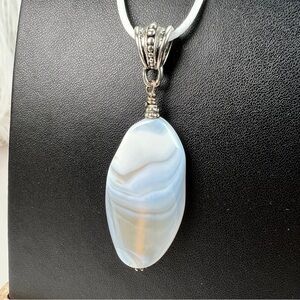 Vintage bohemian chic stone pendant + Free 16” Cord Necklce